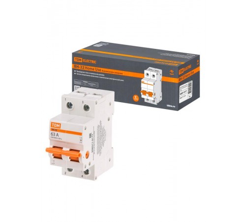 Выключатель нагрузки модульный (мини-рубильник) ВН-32 2P 63A Home Use  SQ0211-0117  TDM