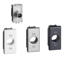 Axolute. Розетка TV для схемы "звезда". Штыревой разъем 9,5 мм, экранированная. 1 модуль. Поставляется в комплекте с лицевыми панелями цветов "Белый",