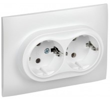SKANDY Розетка 2-местная с заземлением без защитных шторок 16А в сборе SK-R08W арктический белый  SK-R21-16-K01-F  IEK