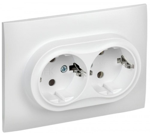 SKANDY Розетка 2-местная с заземлением без защитных шторок 16А в сборе SK-R08W арктический белый  SK-R21-16-K01-F  IEK