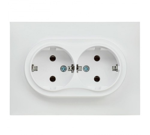 SKANDY Розетка 2-местная с заземлением без защитных шторок 16А в сборе SK-R08W арктический белый  SK-R21-16-K01-F  IEK