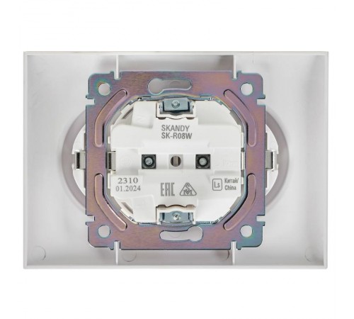 SKANDY Розетка 2-местная с заземлением без защитных шторок 16А в сборе SK-R08W арктический белый  SK-R21-16-K01-F  IEK