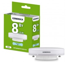 Лампа светодиодная T80 таблетка 8Вт 230В 6500К GX53   LL-T80-08-230-65-GX53-G  GENERICA