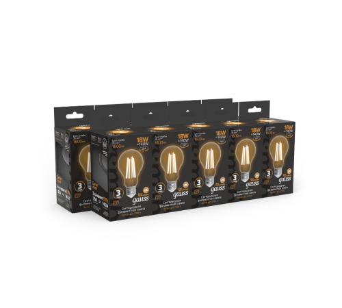 Лампа светодиодная Filament А60 18W 1600lm 2700К Е27 LED 1/10/40  102902118  Gauss