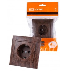 Розетка 2П+З 16А 250В с защ. шт. венге "Лама"  SQ1815-0411  TDM