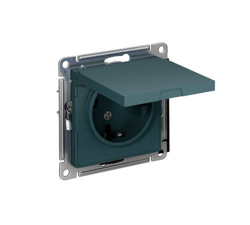 AtlasDesign Изумруд Розетка с заземлением, со шторками, с крышкой, 16А, механизм  ATN000846  SE