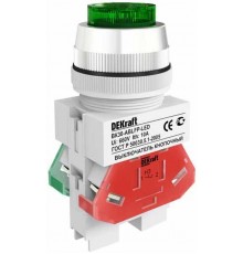 Выкл. кноп. ABLFP 30 мм Цвет:ЗЕЛЕНЫЙ LED 220В ВK-30 a  25047DEK  DEKraft