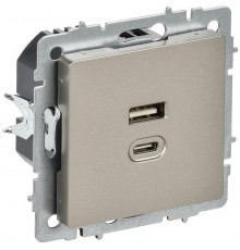 BRITE Роз. USB A+C 45Вт высокоск. зар. РЮ11-2-БрШ шамп.  BR-U22-045-K37  IEK