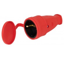 Розетка RX10-R-IP44 каучуковая c заземлением 16А IP44 прямая красная  Б0055419  ЭРА