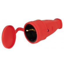 Розетка RX10-R-IP44 каучуковая c заземлением 16А IP44 прямая красная  Б0055419  ЭРА