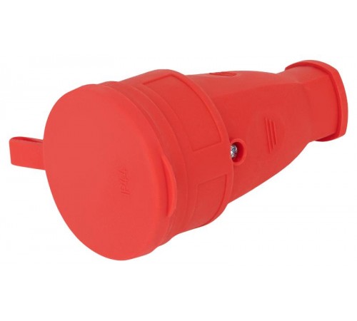 Розетка RX10-R-IP44 каучуковая c заземлением 16А IP44 прямая красная  Б0055419  ЭРА