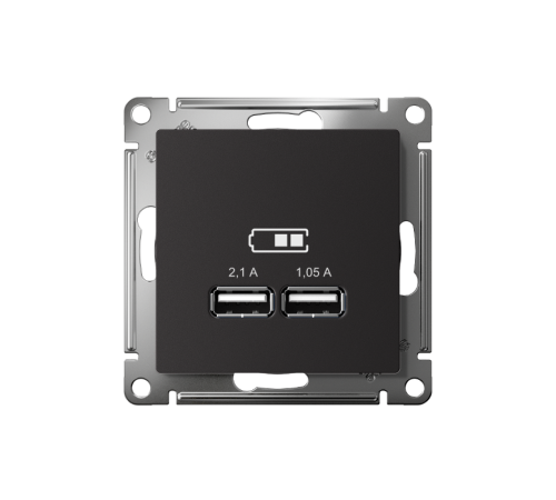 AtlasDesign Карбон Розетка USB, 5В, 1 порт x 2,1 А, 2 порта х 1,05 А, механизм  ATN001033  SE