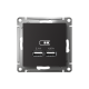 AtlasDesign Карбон Розетка USB, 5В, 1 порт x 2,1 А, 2 порта х 1,05 А, механизм  ATN001033  SE