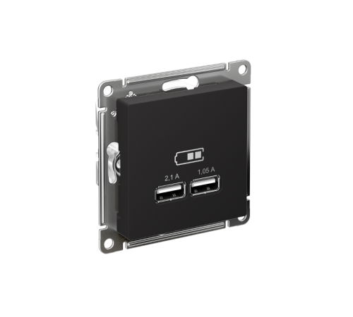 AtlasDesign Карбон Розетка USB, 5В, 1 порт x 2,1 А, 2 порта х 1,05 А, механизм  ATN001033  SE