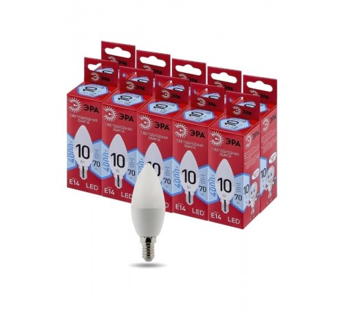 Лампа светодиодная LED B35-10W-840-E14 R (диод, свеча, 10Вт, нейтр, E14) (10/100/3500)  Б0049642  ЭРА