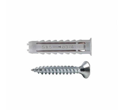 Дюбель для полнотелых материалов + шуруп SX 5X25 (50 шт)-пакет  152276  Fisher
