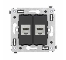 Компьютерная розетка RJ-45 без шторки в стену, кат.6 двойная экранированная, "Avanti", "Черный матовый"  4412794  DKC