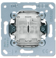 Балансирный выключатель 10 A/ 250 B, двухклавишный, клавиши самовозвратные, пружинные зажимы; не подходит к клавишам серии EP; универсальные встраивае