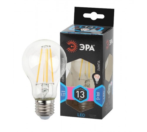 Лампа светодиодная F-LED A60-13W-840-E27 (филамент, груша, 13Вт, нейтр., Е27)  Б0035028  ЭРА