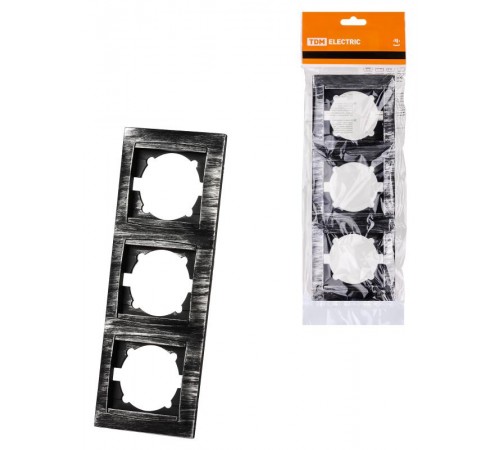 Рамка 3-х постовая вертикальная старинное серебро "Лама"  SQ1815-0684  TDM