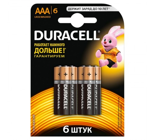 Элемент питанияDuracell LR03-6BL BASIC  Б0014858  Duracell