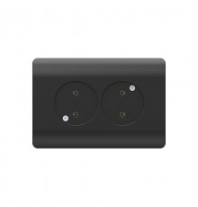 Розетка б/з со шторками двойная, 16А, черный(NEW3-E)  431492  CHINT