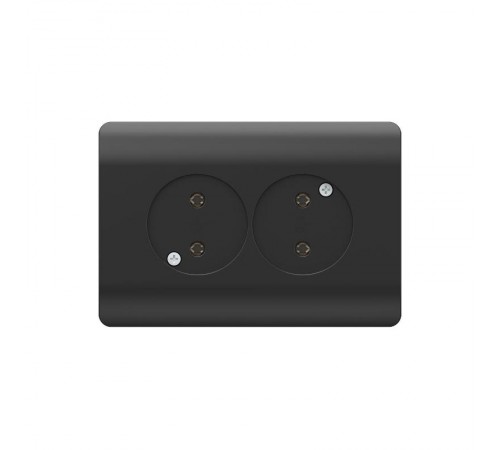 Розетка б/з со шторками двойная, 16А, черный(NEW3-E)  431492  CHINT