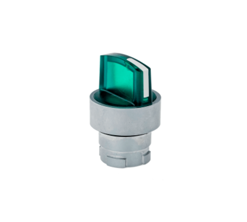 Головка переключателя прозрачная, зеленый, 2 полож. фикс., мет. MTB2-BK23  43256  ОВЕН