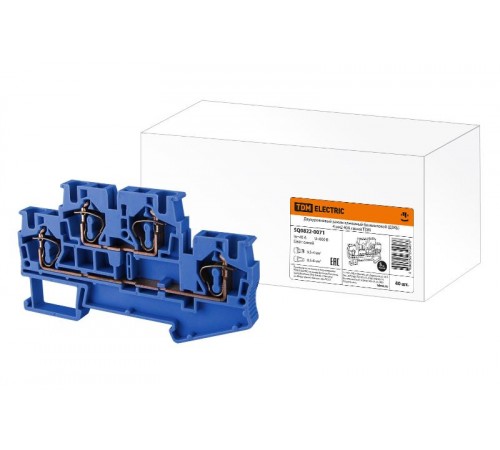 Двухуровневый зажим клеммный безвинтовой (ДЗКБ) 4 мм2 40А синий  SQ0822-0071  TDM