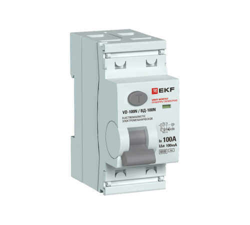 Выключатель дифференциального тока ВД-100N 2п 100А 100мА (тип АС, эл-мех) 6кА PROximа  E1026M100100  EKF