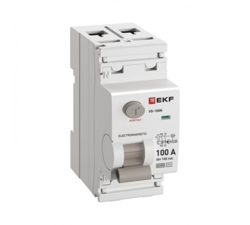 Выключатель дифференциального тока ВД-100N 2п 100А 100мА (тип АС, эл-мех) 6кА PROximа  E1026M100100  EKF