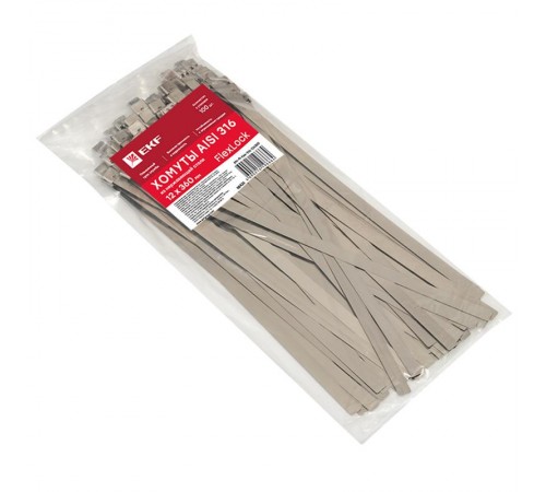 Хомут AISI 316 из нержавеющей стали, 12x360 (100 шт.) FlexLock PROximaplc-fl-tss-316-12x360EKF