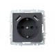 BRITE Розетка с заземлением со шторками 16А с USB A+A 2,1А РЮш10-1-БрГ графит  BR-R14-16-U21-D21-K53  IEK