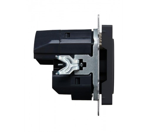 BRITE Розетка с заземлением со шторками 16А с USB A+C 18Вт РЮш11-1-БрГ графит  BR-R14-16-U22-018-K53  IEK