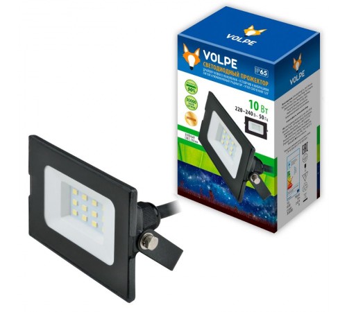 Прожектор светодиодный ULF-Q513 10W/GREEN IP65 220-240В BLACK  10вт, зеленый свет, черный  UL-00005814  Volpe