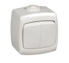 РОНДО О/У Белый Выключатель 2-клавишный 6А, IP44  VA56-225B-BI  Schneider Electric
