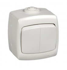 РОНДО О/У Белый Выключатель 2-клавишный 6А, IP44  VA56-225B-BI  Schneider Electric
