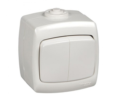 РОНДО О/У Белый Выключатель 2-клавишный 6А, IP44  VA56-225B-BI  Schneider Electric