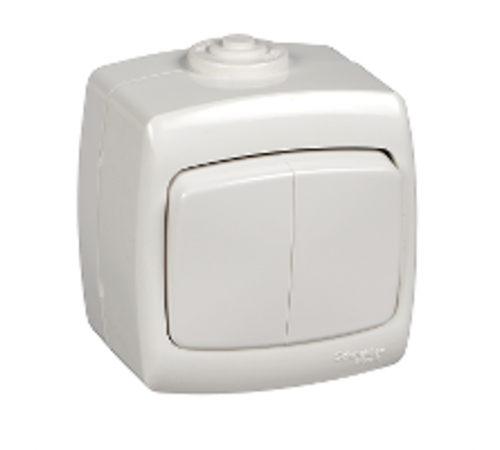 РОНДО О/У Белый Выключатель 2-клавишный 6А, IP44  VA56-225B-BI  Schneider Electric