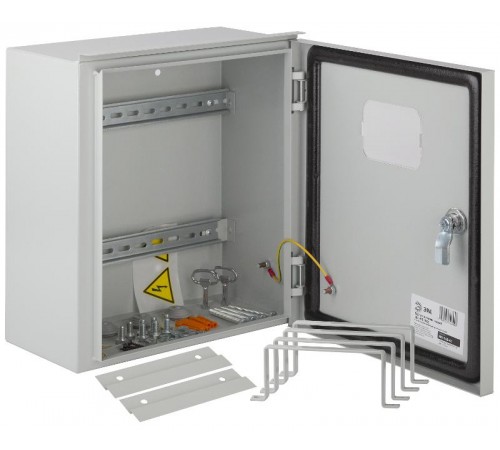 Щит учета металлический навесной ЩУ-МП (370х325х180) IP55 с окном и кронштейном  Б0032664  ЭРА