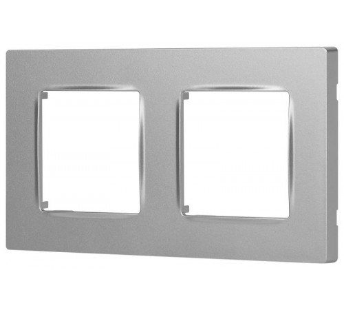 Рамка для розеток и выключателей  Серия 12 12-5202-03 на 2 поста, Классик, алюминий  Б0067712  ЭРА