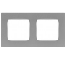 Рамка для розеток и выключателей  Серия 12 12-5202-03 на 2 поста, Классик, алюминий  Б0067712  ЭРА