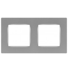 Рамка для розеток и выключателей  Серия 12 12-5202-03 на 2 поста, Классик, алюминий  Б0067712  ЭРА