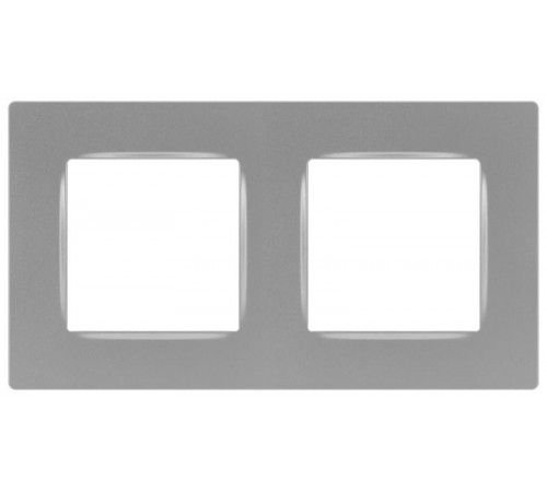 Рамка для розеток и выключателей  Серия 12 12-5202-03 на 2 поста, Классик, алюминий  Б0067712  ЭРА