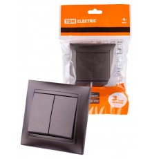 Выключатель 2-х кл. 10А шоколад "Лама"  SQ1815-0502  TDM