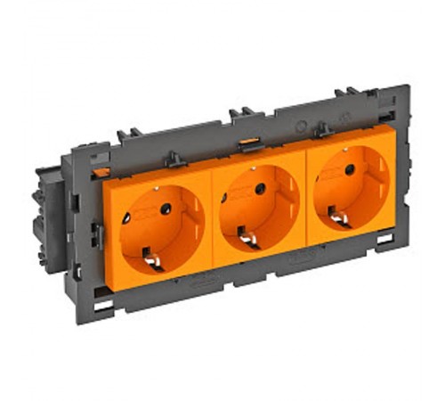 Розетка тройная 0° Modul45connect с з/к, 250 В, 16A (оранжевый) (STD-D0C8 ROR3)  6120454  OBO Bettermann
