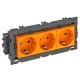 Розетка тройная 0° Modul45connect с з/к, 250 В, 16A (оранжевый) (STD-D0C8 ROR3)  6120454  OBO Bettermann