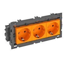Розетка тройная 0° Modul45connect с з/к, 250 В, 16A (оранжевый) (STD-D0C8 ROR3)  6120454  OBO Bettermann