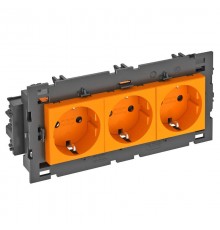 Розетка тройная 0° Modul45connect с з/к, 250 В, 16A (оранжевый) (STD-D0C8 ROR3)  6120454  OBO Bettermann