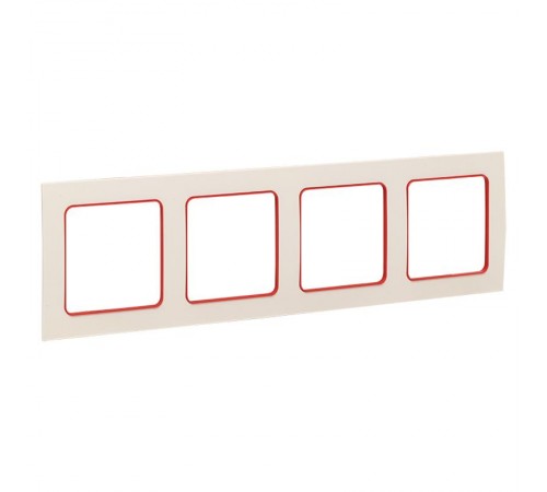 Стокгольм Рамка 4-местная белая с линией цвета красный PROxima  EAM-G-305-10  EKF